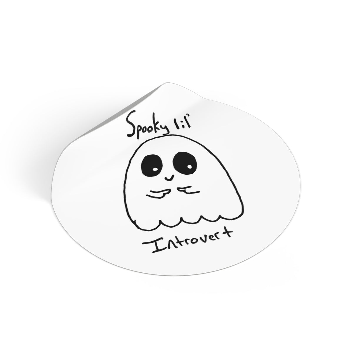 Spooky Lil' Introvert Round Vinyl Sticker - Cute Ghost Halloween Decal